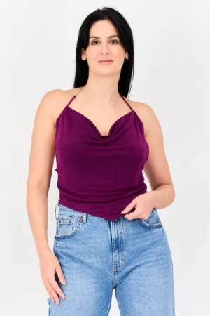 Bershka Women’s Purple Cowl Neck Tank Top Kenya – Elegant Sleeveless Casual Top | Trolii