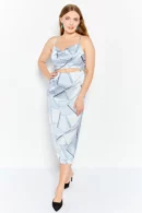 4th Reckless Women Tall Fit Allover Print Cut Out Midi Dress, Blue