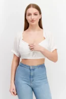 Asos Design Women Square Neck Short Sleeves Solid Top