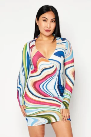 Bershka-Women-Abstract-Print-Mini-Dress-Blue-Combo-