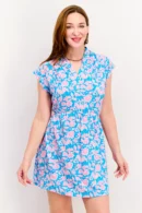 French Connection Women Floral Print Mini Dress, Blue 3.webp