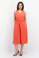French Connection Women Solid Sleeveless Jumpsuit, Red
