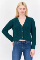 Pink Rose women v neck cardigan teal green Kenya