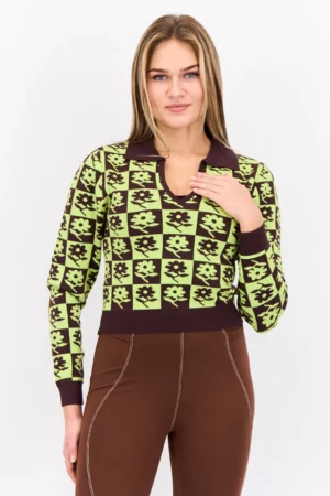 blouse, textured, brown, women, poof