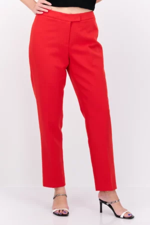 Anne Klein Women Regular Fit Plain Straight Leg Pants, Red