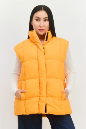 Asos Design Women Quilted Puffer Jacket, Orange