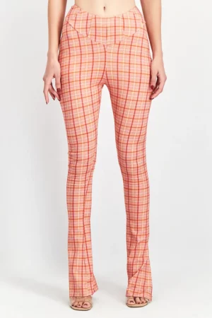 Asos Design Women Regular Fit Corset Waist Flared Pants, Pink Combo