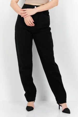 Asos Design Women Regular Fit Plain Tapered Jeans, Black