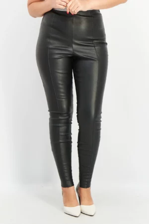 Asos Design Women Regular Leg Plain Leather Pant, Black