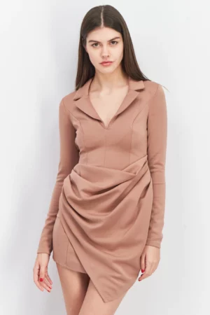 Asos Design Women Textured Mini Dress, Taupe