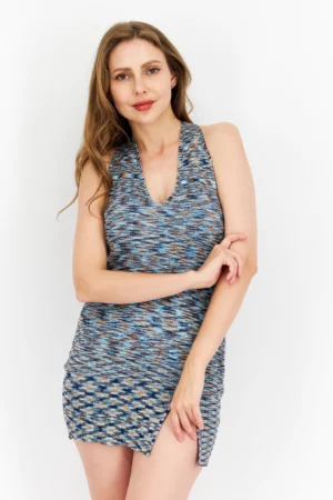 Bailey Rose Women Ribbed Sleeveless Mini Dress, Blue