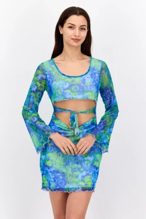 Daisy Street Women Allover Print Mini Dress – Green