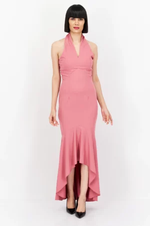 Little Mistress Women Petite Bridesmaid Plain Midi Dress, Pink