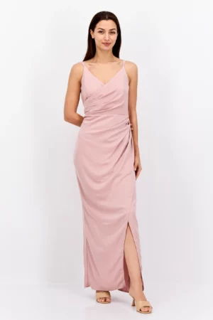Little Mistress Women Plain Maxi Dress, Old Rose