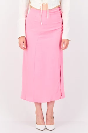 Only Women Solid Midi Skirt, Pink