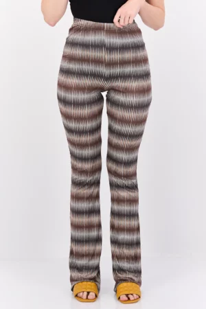 Public Desire Women Regular Fit All Over Printed Flare Pants, Brown