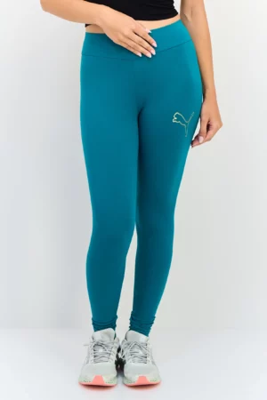 Puma Women Brand Logo Training Leggings, Teal Green