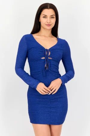 Sinsay Women Metallic Bodycon Dress, Blue