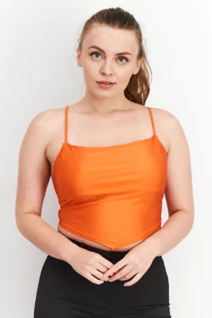 Sinsay Women Square Neck Sleeveless Open Back Top – Orange