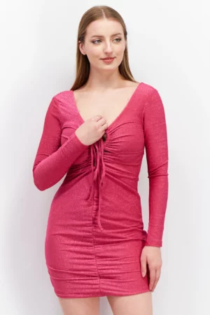 Sinsay Women Textured Mini Dress, Pink