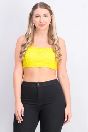 Topshop Women Straight Across Sleeveless Crop Top – Yellow