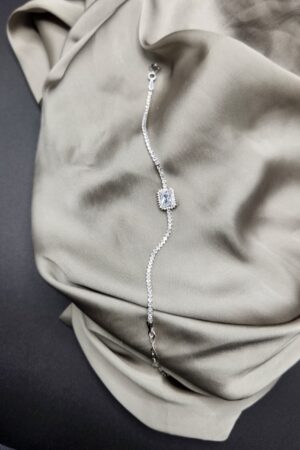 925 Sterling Silver Halo Tennis Bracelet on Troliimart