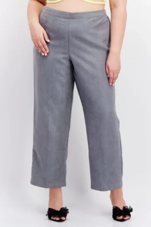 Alfred Dunner Women Wide Leg Plain Pants, Grey