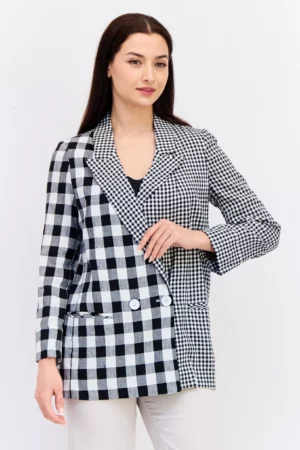 Only Women Regular Fit Checkered Casual Blazer, Multicolor