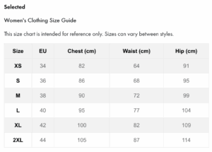 selected size Guide
