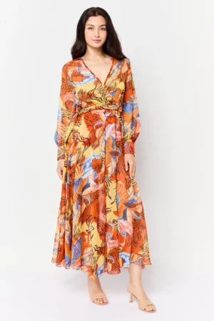 Spy Zone Exchange Women Graphic Print Belted Maxi Dress, Multicolor