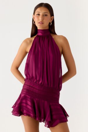 Peppermayo Exclusive - Willow Chiffon Mini Dress - Plum
