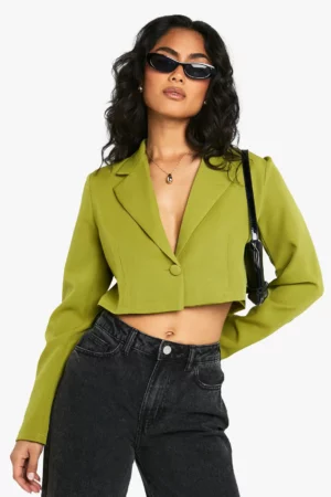 Boohoo Basic Woven Relaxed Fit Crop Blazer